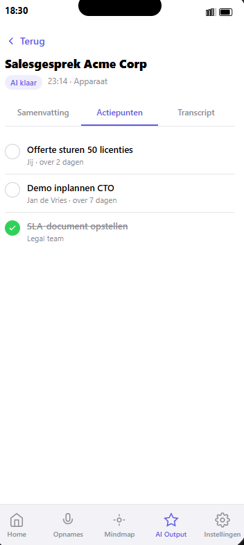 Actiepunten met eigenaar